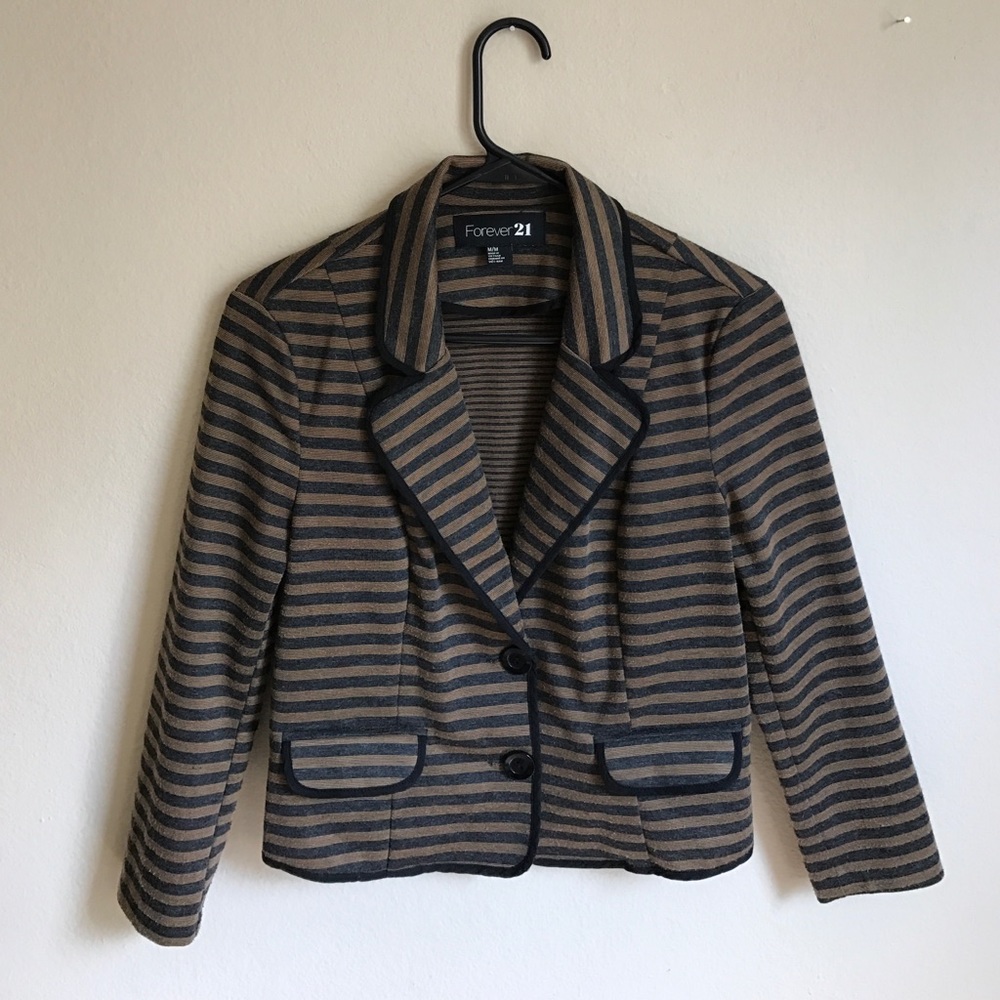 Knit striped blazer